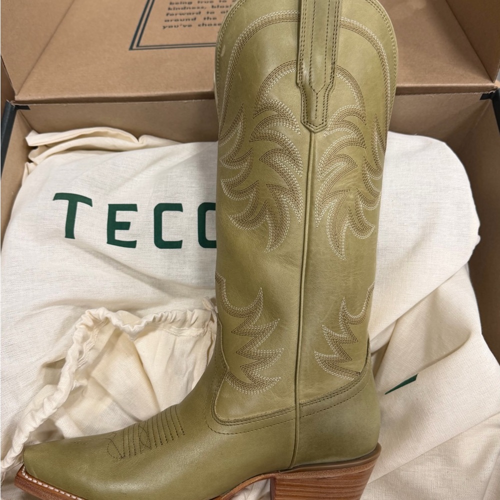 Tecovas Women's Olive Leather Heeled Boots